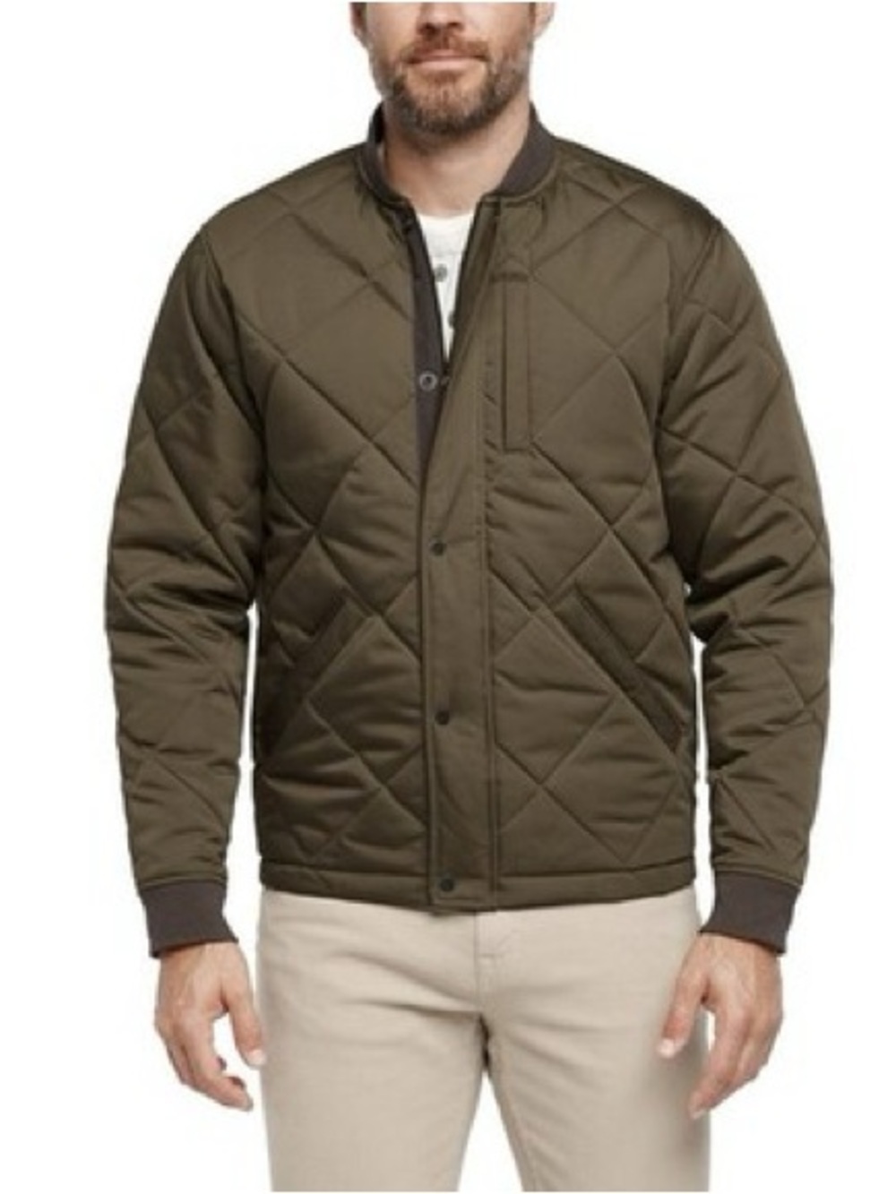 Banana Republic Olive Quilted Bomber Jacket